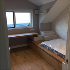 Dormitorio Roble y lacado