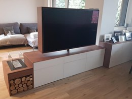 Mueble salon rechapado Nogal y lacado